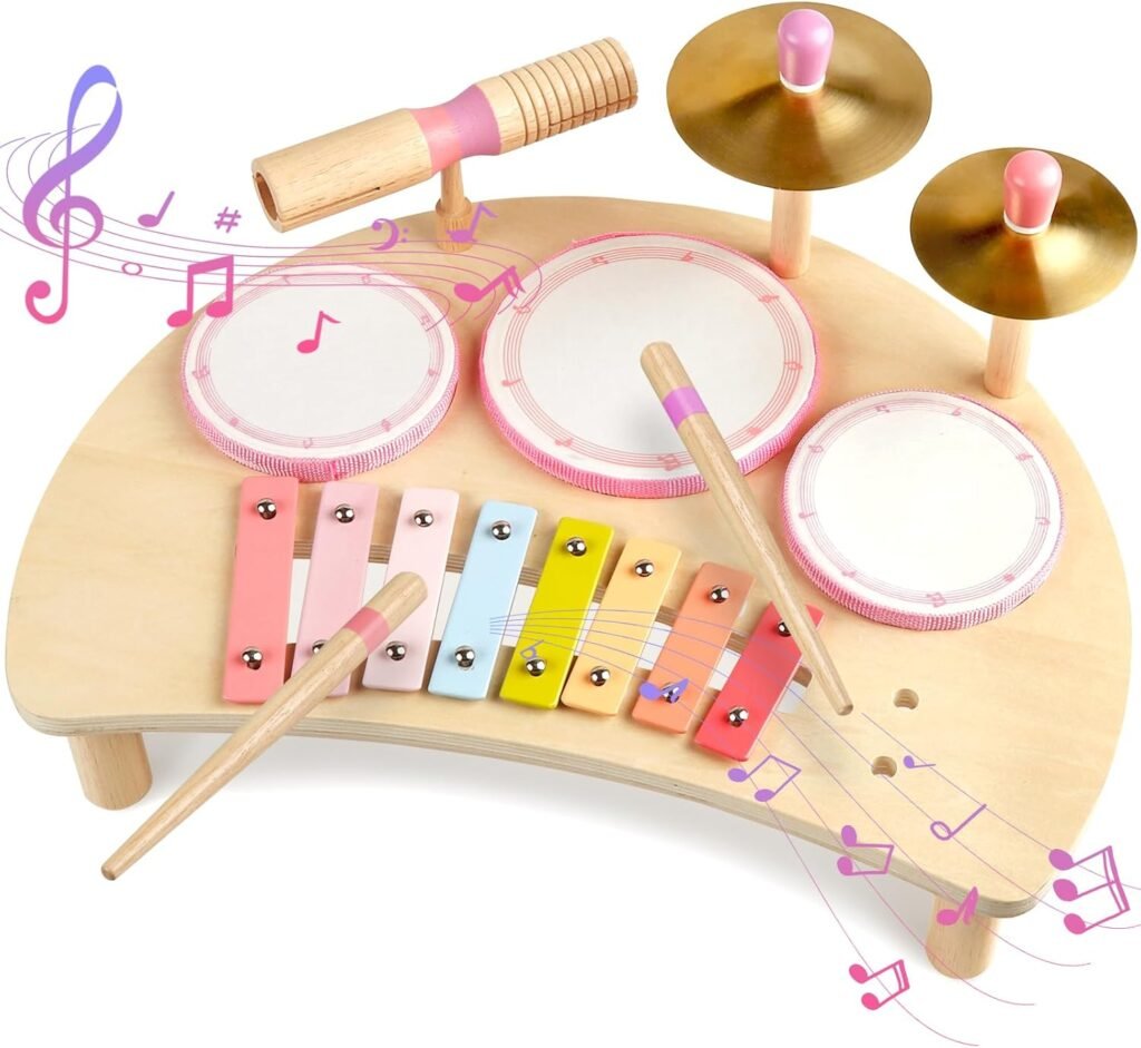 Batería musical Montessori de madera con xilófono para niños 🎼🥁