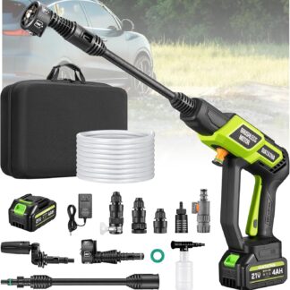 Hidrolavadora inalámbrica 1200 PSI con batería, pantalla LED y boquillas giratorias 🚿🔋