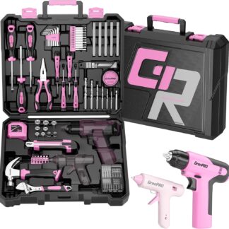 Kit de herramientas rosa 179 piezas con taladro inalámbrico para casa 🛠️🌸