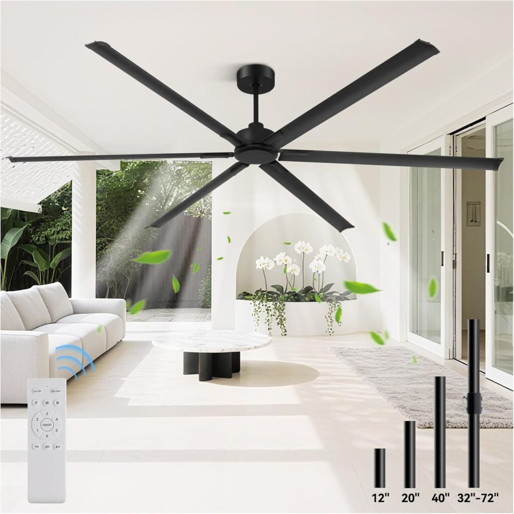 Ventilador industrial de techo 120 pulgadas (305 cm) con motor DC silencioso y control remoto para bodega, taller o gimnasio 💨🏭