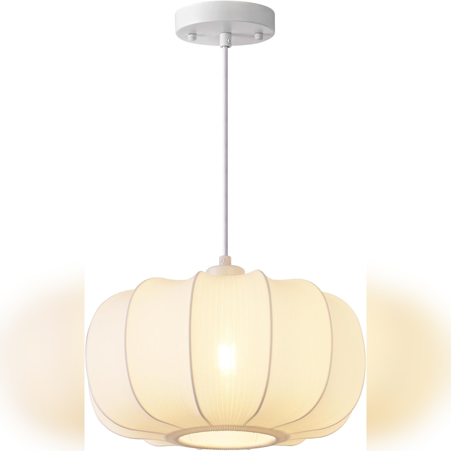 Lámpara Colgante Blanca de Techo Estilo Calabaza de 32 cm para Sala o Comedor 💡🎃