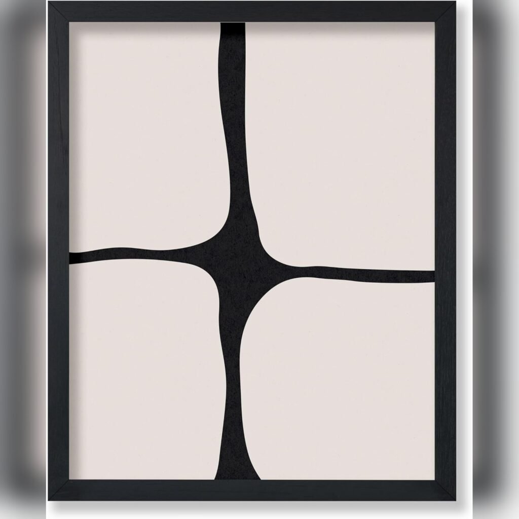 Póster Modern Abstract 8x10 Beige y Negro Estilo Line Art Mid Century Modern 🖋️🖼️