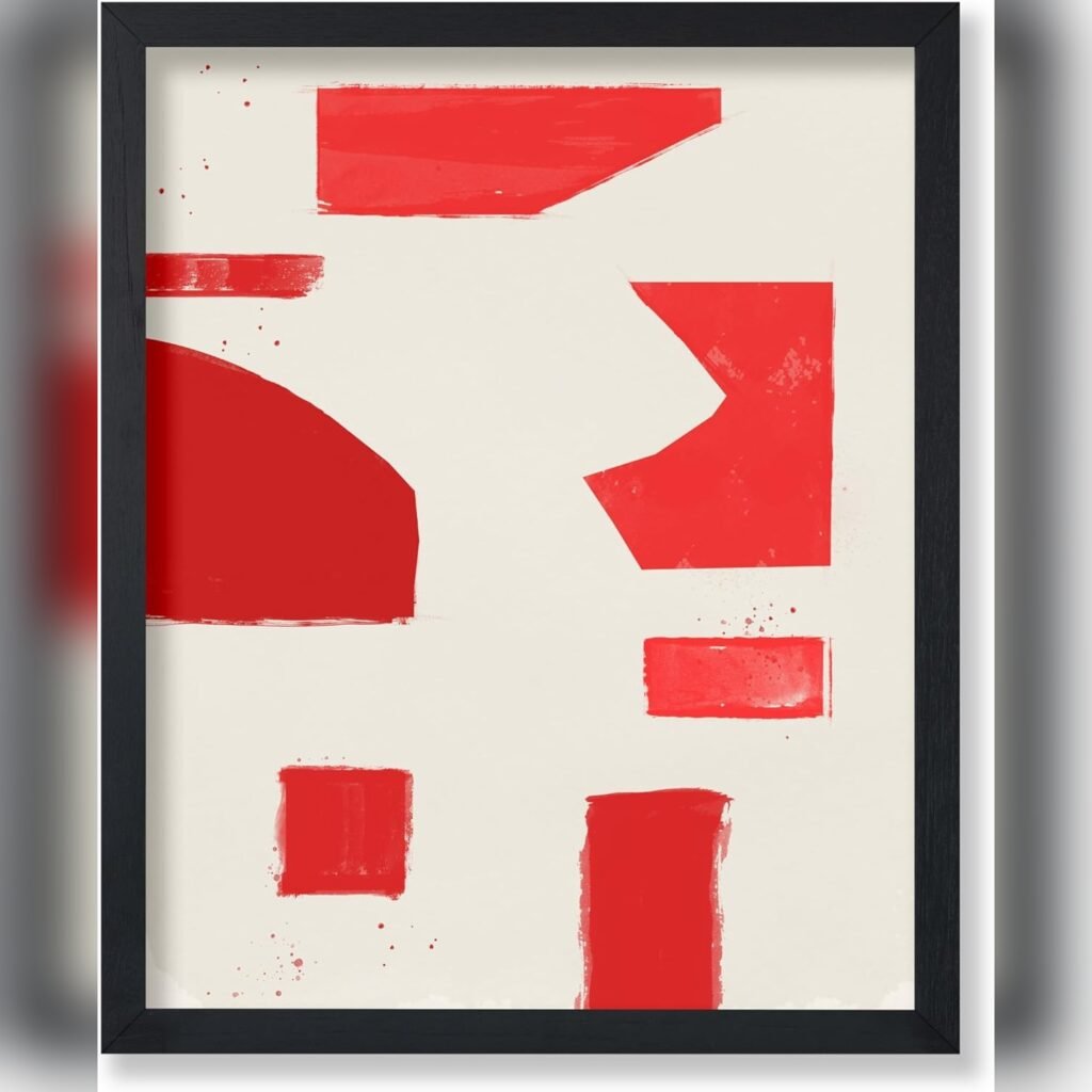 Póster Geométrico Abstracto en Rojo 8x10 Estilo Mid Century Modern 🟥🎨