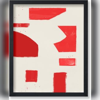 Póster Geométrico Abstracto en Rojo 8x10 Estilo Mid Century Modern 🟥🎨