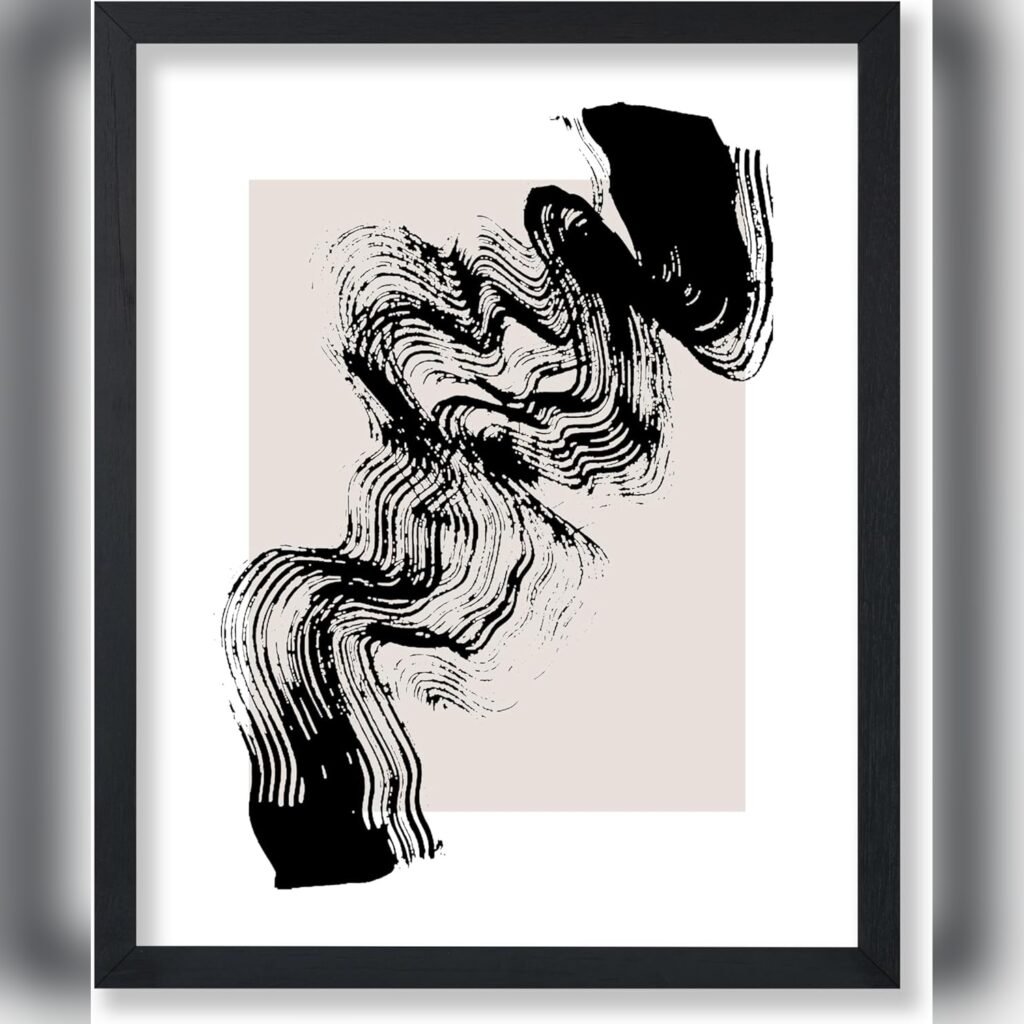 Póster Abstracto Brush Waves 8x10 sin Marco – Decoración Minimalista y Moderna para Sala o Dormitorio 🖼️✨
