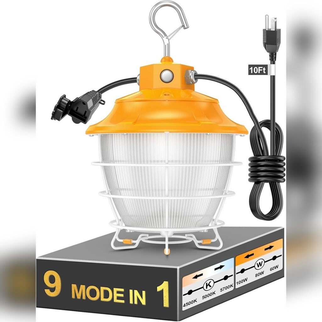 Luz LED de Trabajo 100W Regulable con Temperatura de Color Ajustable y Gancho Portátil 🚧🔧💡