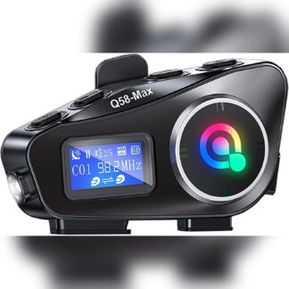 Intercomunicador Bluetooth para Motocicleta con Pantalla, Luz de Emergencia y Reproductor de Música 🎧🏍️🔊