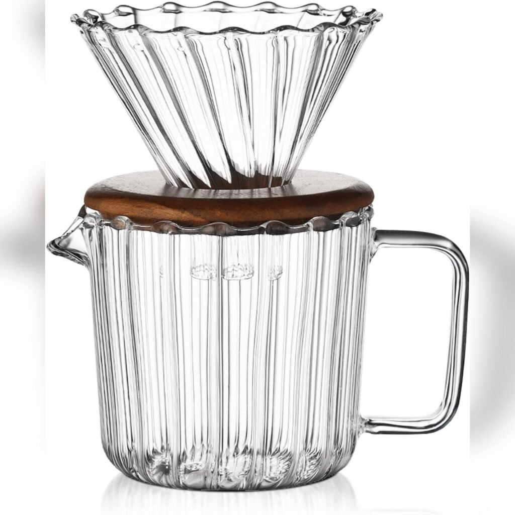 Cafetera de Vertido Manual 325 ml con Goteador y Collar de Madera 🌿☕