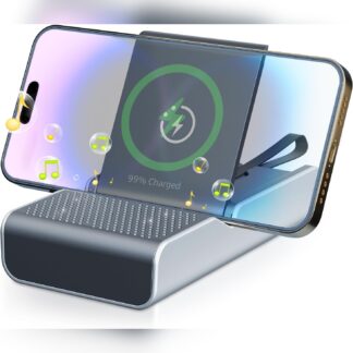 Soporte para Celular con Bocina Bluetooth, Cargador Inalámbrico y Power Bank 🎶🔋
