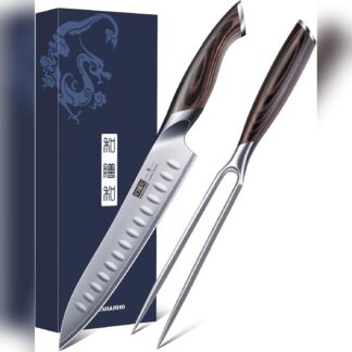 Set de cuchillo y tenedor para carne de acero inoxidable con mango ergonómico 🥩🔪