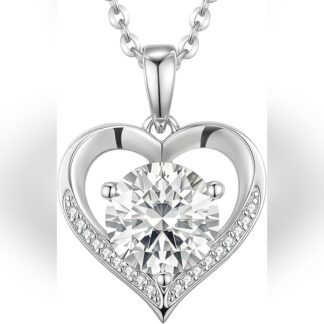 Collar de Corazón con Moissanita de 2 Quilates en Plata Esterlina S925 💖✨