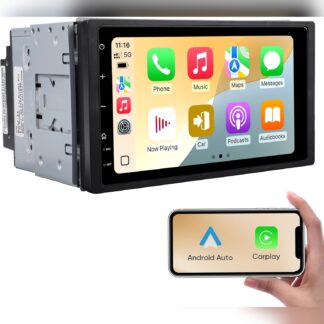 Pantalla táctil 7" para carro con CarPlay inalámbrico, Android Auto, cámara trasera y control al volante 🎵🚘