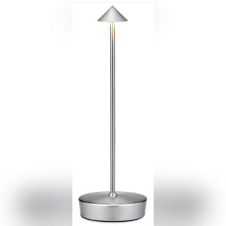 Lámpara de mesa inalámbrica LED 7000 mAh IP54 con USB-A, 3 colores y atenuación táctil (una unidad) – Plata ✨🔋