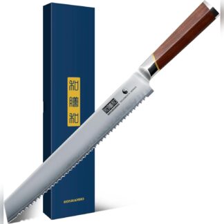 Cuchillo para pan de acero japonés de 10 pulgadas con mango de madera 🌾🔪