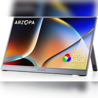 Monitor portátil 16.1 pulgadas FHD con soporte y 100% sRGB 🎮🖥️