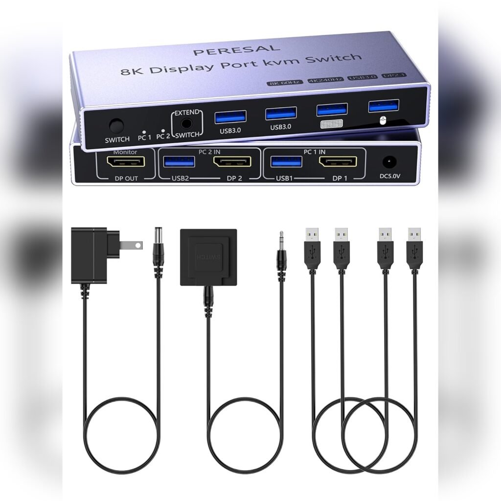 KVM Switch DisplayPort 2.1 8K@60Hz con 4 Puertos USB 3.0 ⚡🖥️