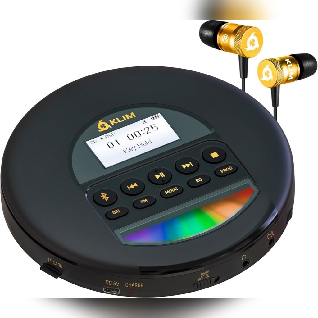 Reproductor de CD Portátil Bluetooth con Radio FM, Lector de Tarjeta TF y Batería Recargable 🔊🎧