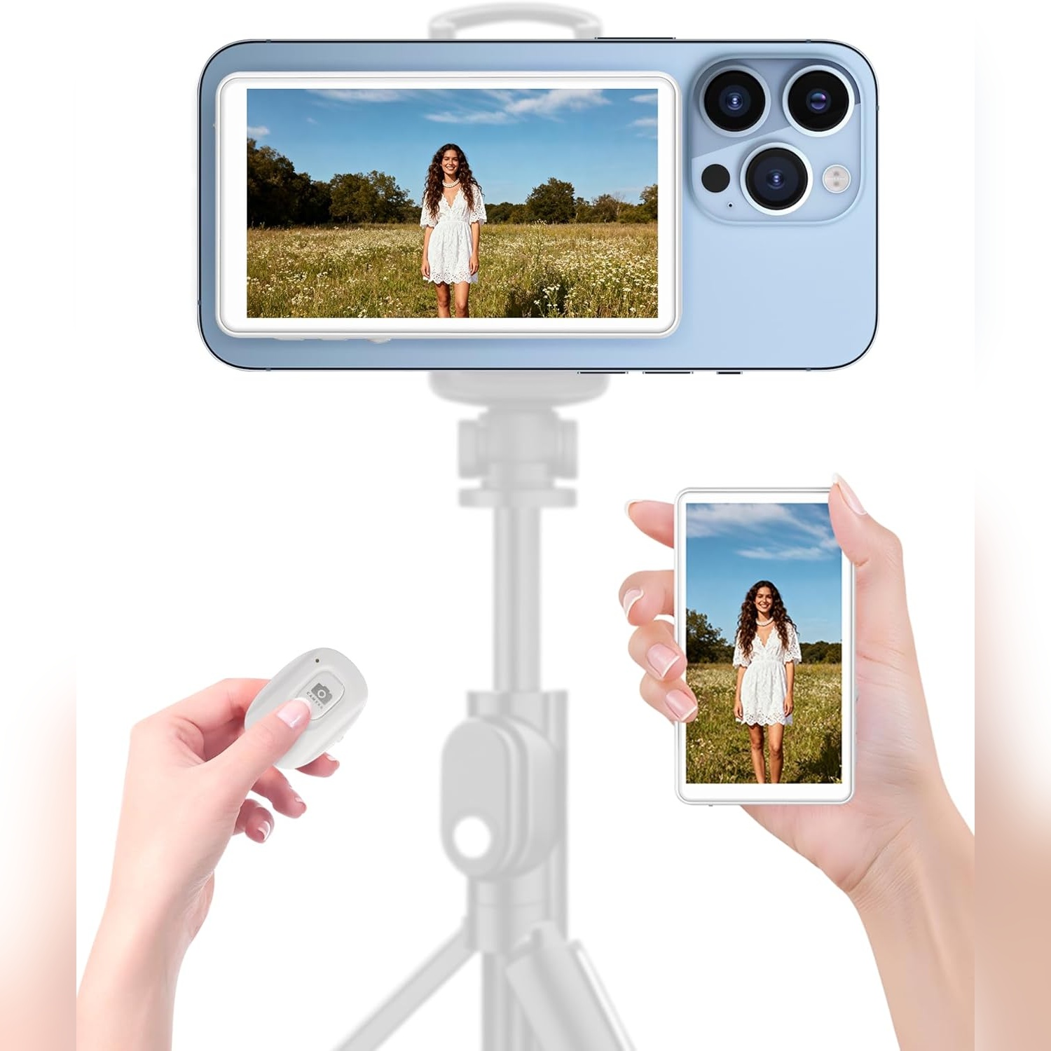 Pantalla Selfie Magnética con Control Bluetooth 📸 Monitor Inalámbrico 1080P para iPhone y Android