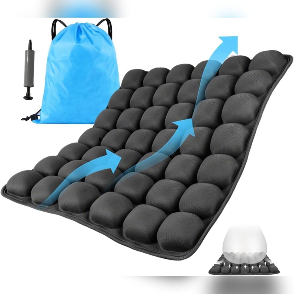 Cojín inflable ergonómico 3D para asiento, portátil y ajustable 🛫💺✨