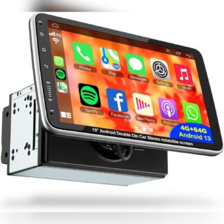 Radio Pantalla 10" Rotativa con CarPlay/Android Auto + Cámara de Retroceso