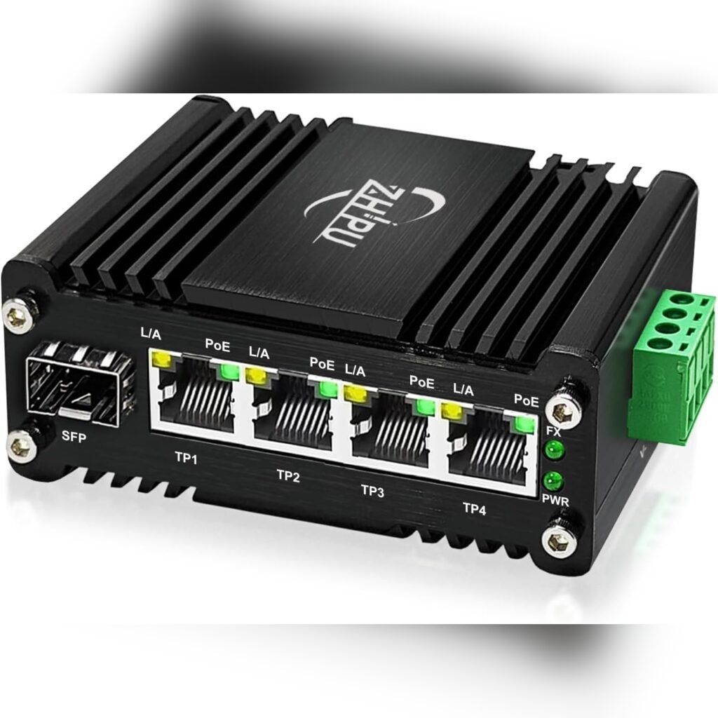 Switch PoE Gigabit Industrial 4 Puertos con SFP y Entrada 12 a 48V ⚡🛰️