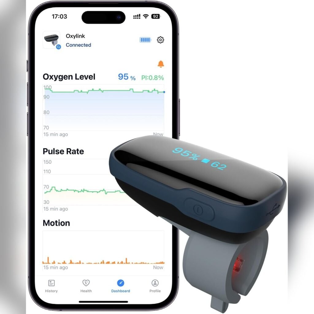 Oxímetro de pulso portátil con Bluetooth y notificación sonora 🔋📲🖤
