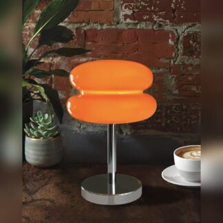 Lámpara de mesa recargable 🍄 diseño hongo naranja estilo mid-century