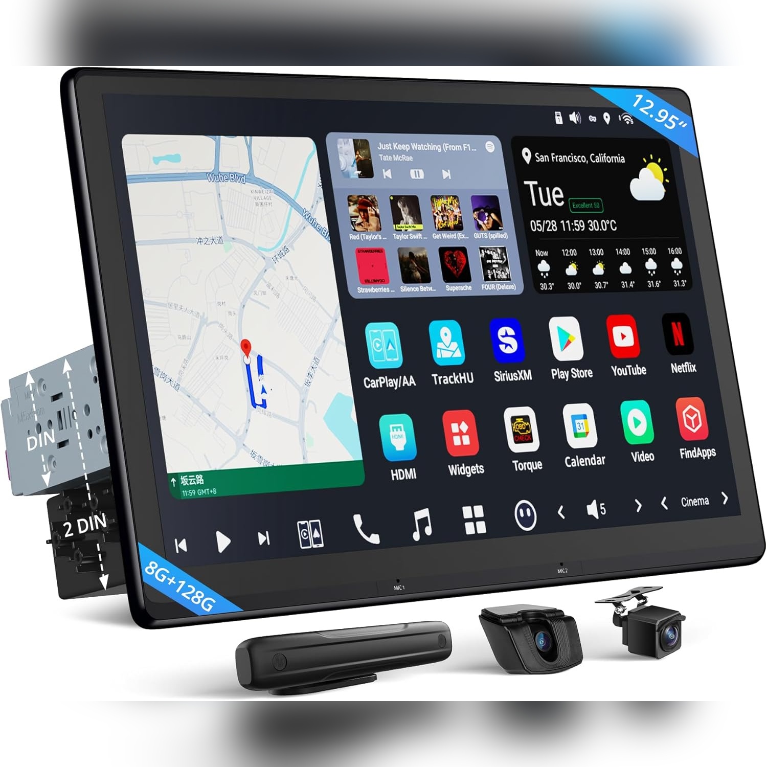 Radio Android para carro con pantalla flotante QLED de 12.95 pulgadas, CarPlay y Android Auto 🚗✨
