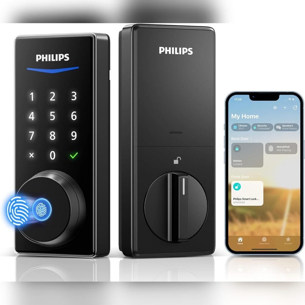 Cerradura Inteligente con Huella y Teclado, compatible con Apple Home y Alexa 🔐