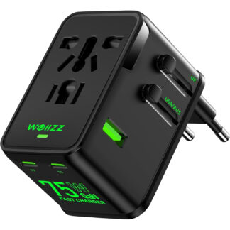 Adaptador de Viaje Universal 75W GaN con 5 Puertos y Carga Rápida 🌎🔌
