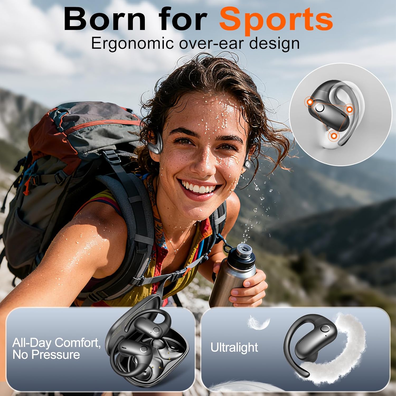 Audífonos deportivos Bluetooth 5.4 con 60 h de batería y ganchos de oreja 🎧💪 - Imagen 7