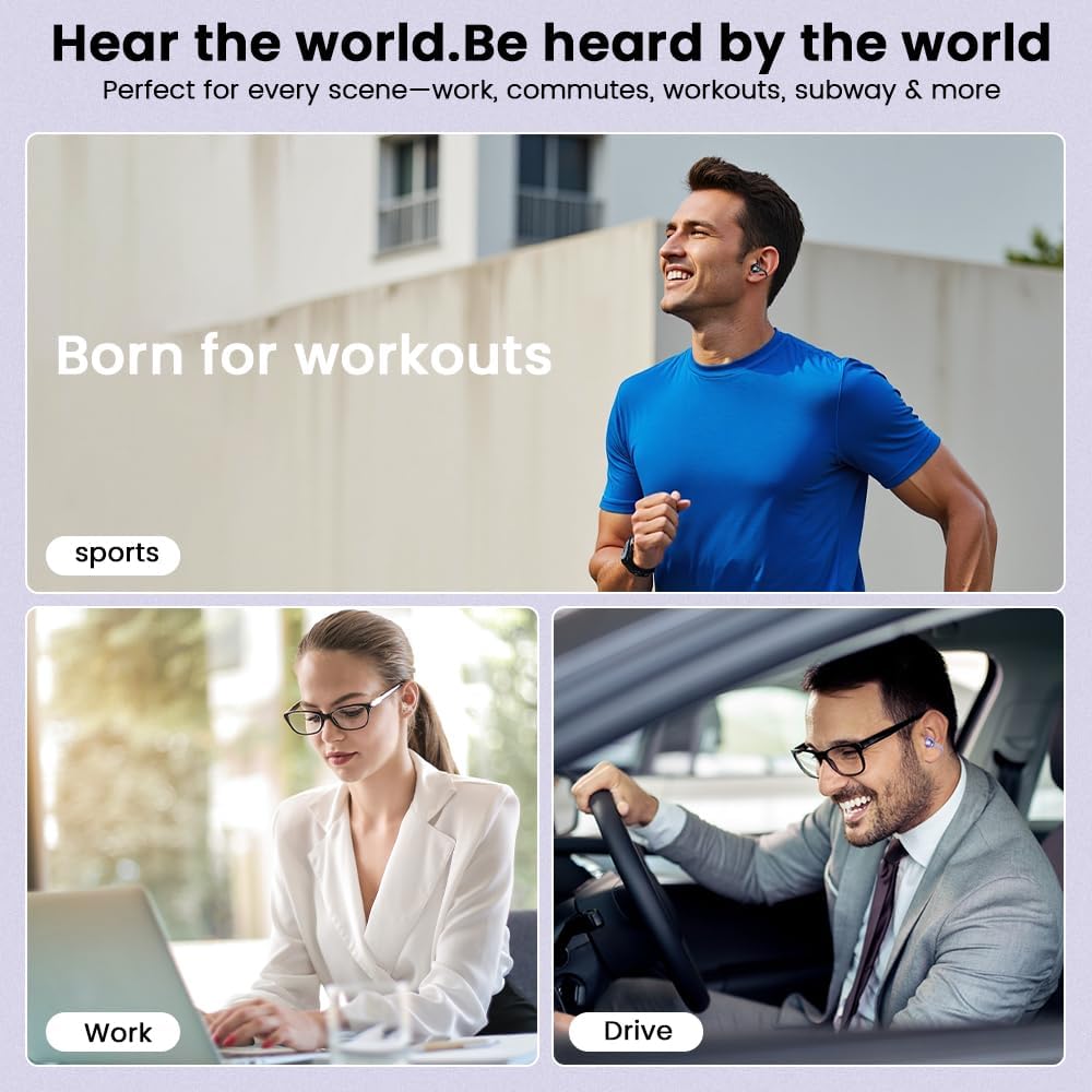 Audífonos inalámbricos clip-on con micrófono, diseño abierto y batería de 60h ⚡🎧🏃 - Imagen 3