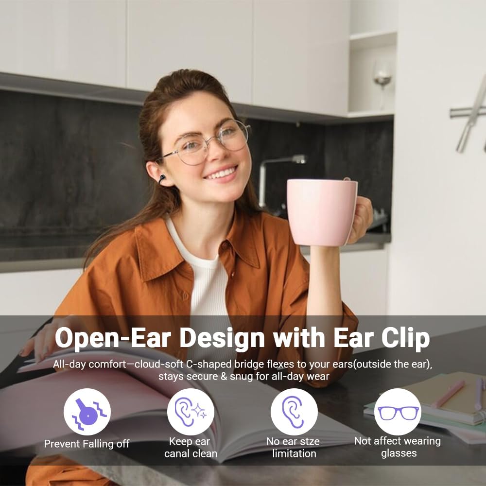 Audífonos inalámbricos clip-on con micrófono, diseño abierto y batería de 60h ⚡🎧🏃 - Imagen 4