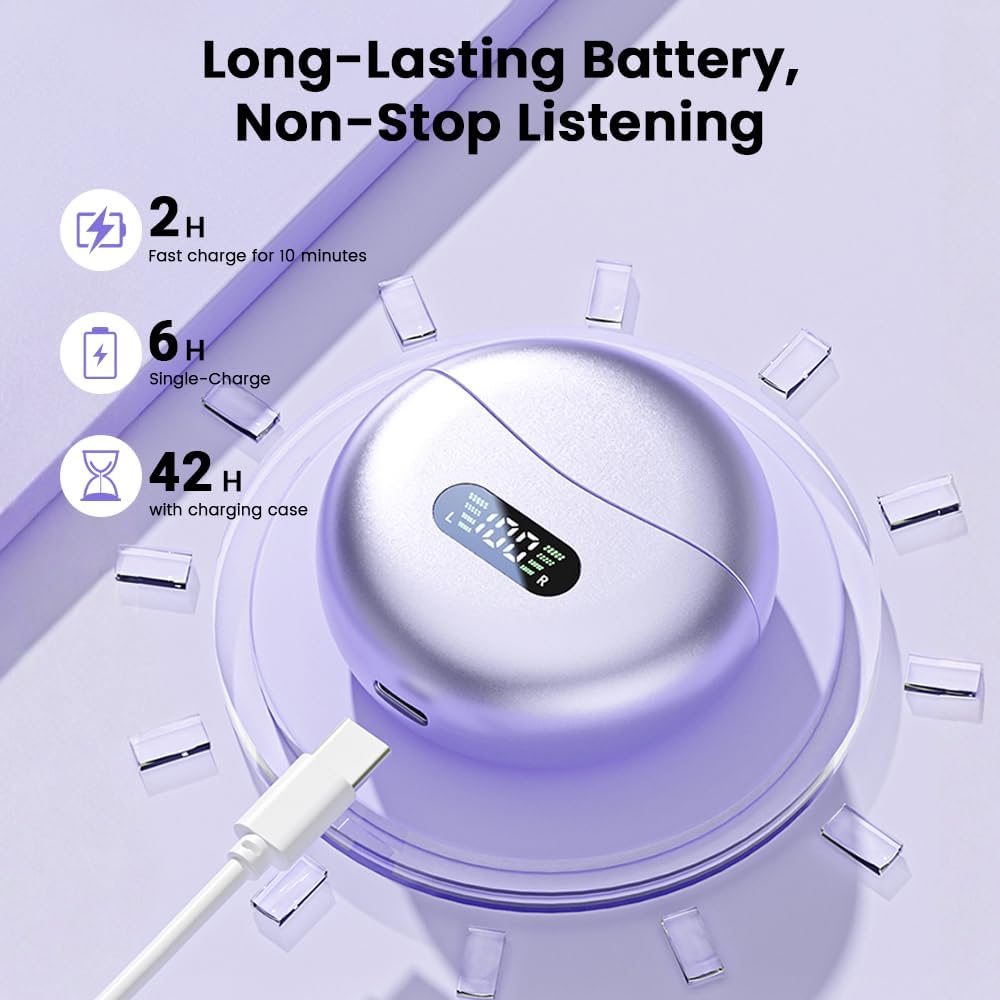 Audífonos inalámbricos clip-on con micrófono, diseño abierto y batería de 60h ⚡🎧🏃 - Imagen 6