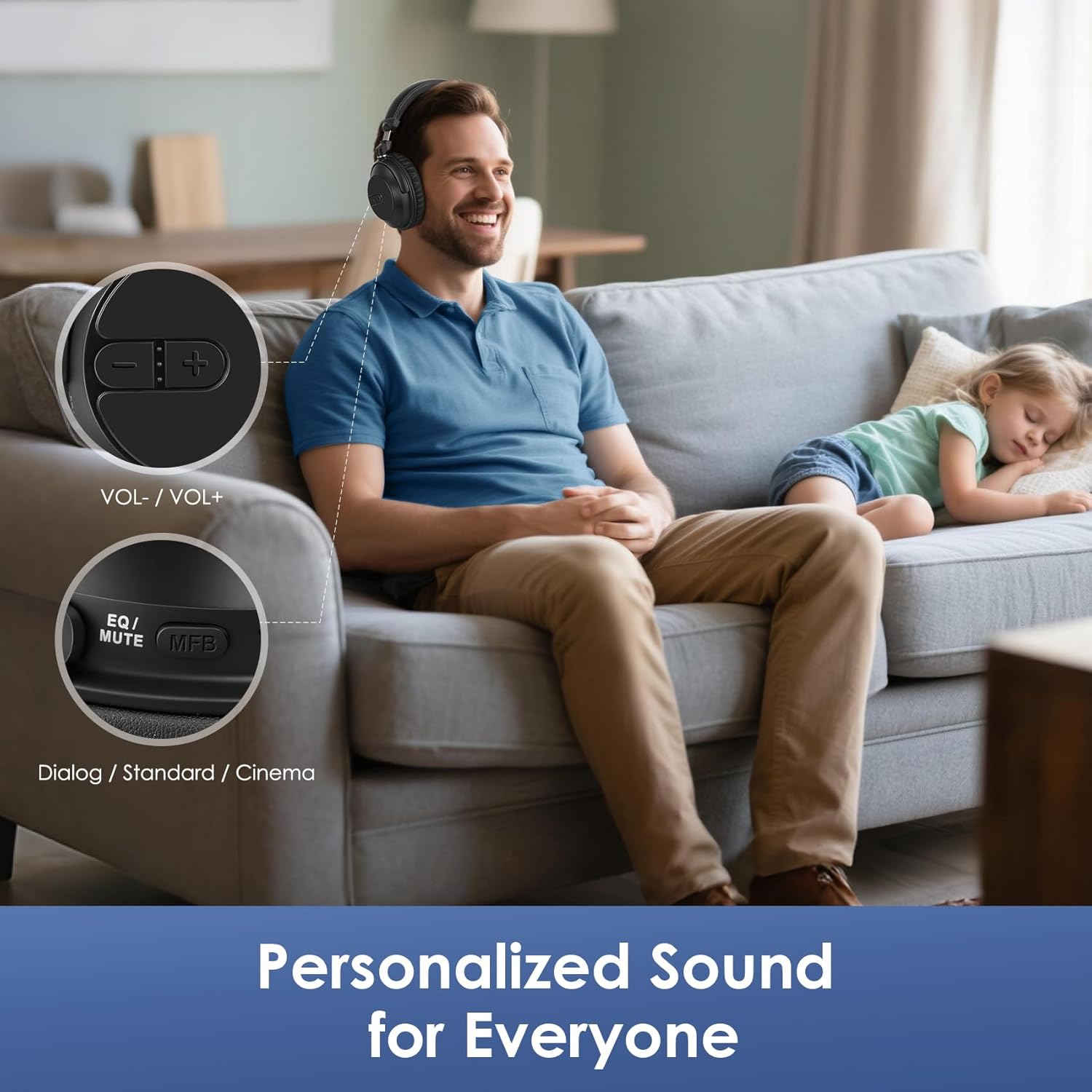 Set de 4 Audífonos Inalámbricos SIMOLIO para TV con Transmisor RF + Bluetooth – Perfecto para Cine en Casa, Iglesia, Campamentos o Grupos 👨👩👧👦🎧📺 - Imagen 7