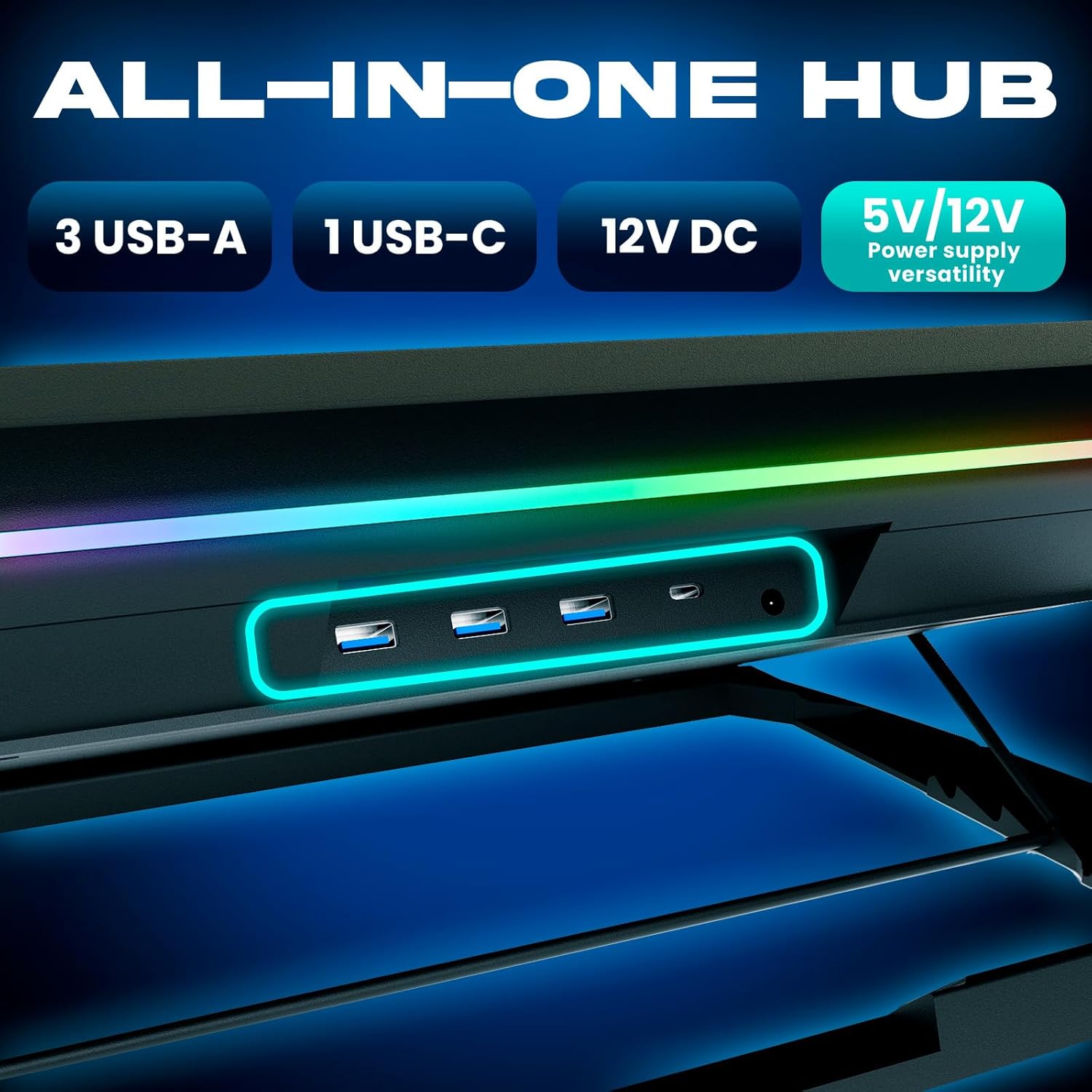Base Enfriadora para Laptop Gaming 4 Ventiladores Turbo 4500 RPM RGB 4 Puertos USB Dual Power hasta 17.3 pulgadas 💻 - Imagen 6