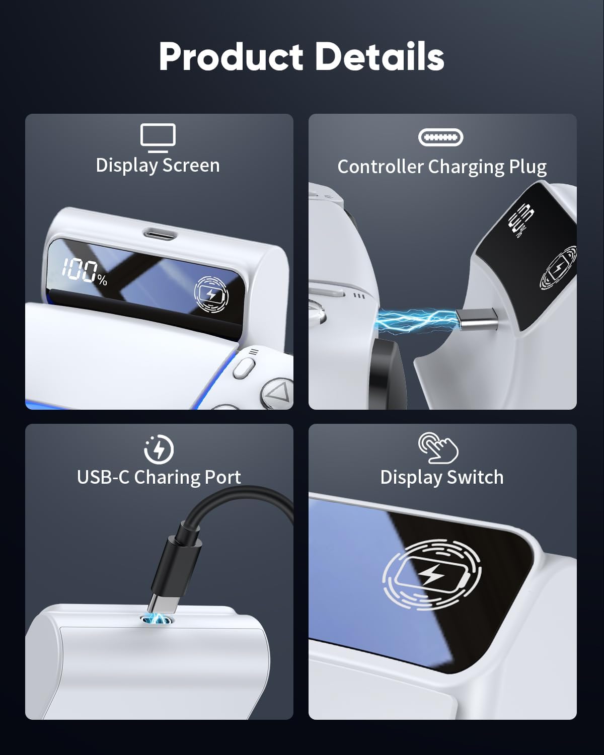 Batería recargable externa para control PS5 con pantalla LED (paquete de 2) 🎮🔋 - Imagen 2