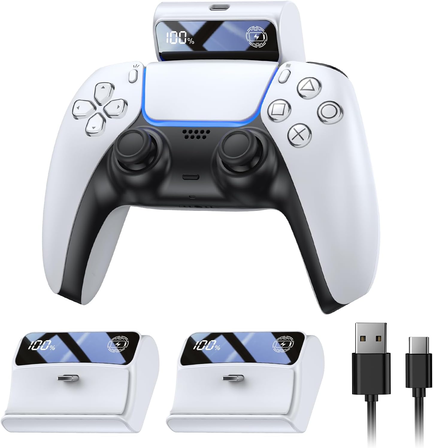 Batería recargable externa para control PS5 con pantalla LED (paquete de 2) 🎮🔋