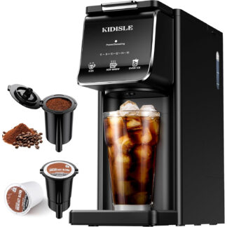 Cafetera individual caliente y fría para cápsulas y café molido, 6 a 16 oz, tanque 1.18 L, filtro reutilizable, auto limpieza, negra ☕️❄️