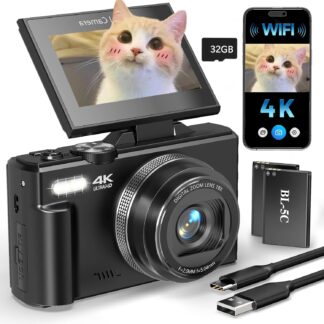 Cámara Digital 4K 64MP con Pantalla Giratoria 180°, WiFi, Zoom 18X y Accesorios para Vlog 📸