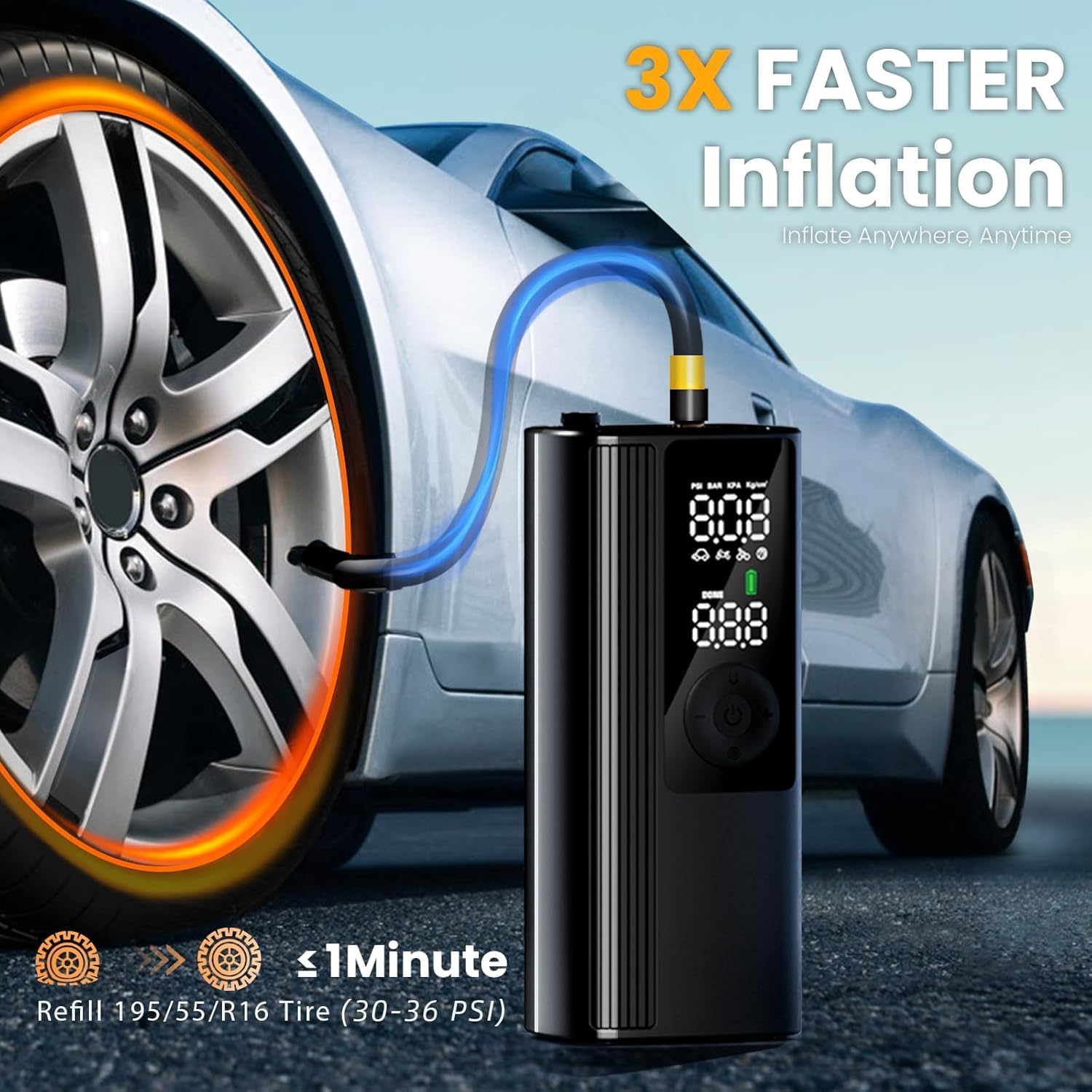 Compresor de aire portátil inalámbrico 150 PSI para llantas 🚗💨 - Imagen 2