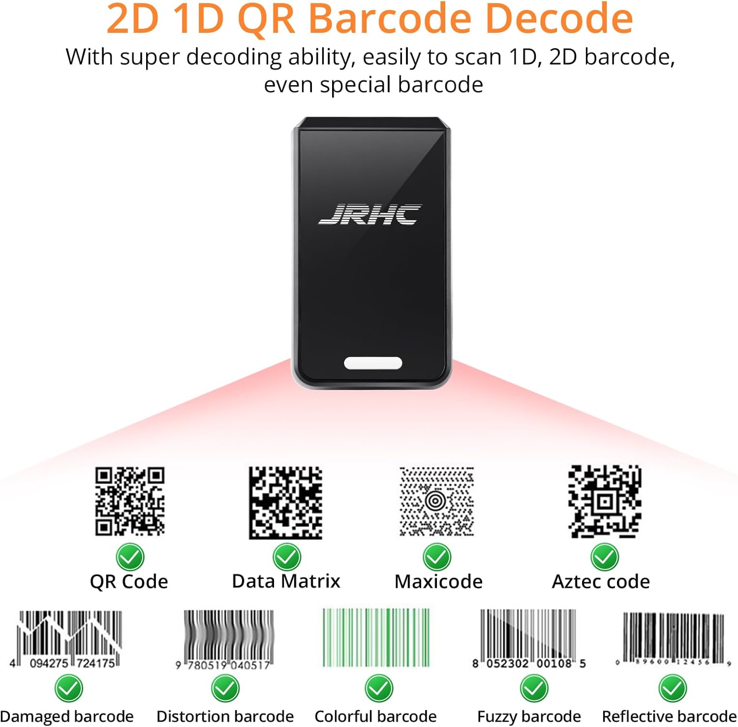 Escáner de Códigos de Barras 1D/2D en Anillo, Bluetooth, USB y 2.4G, Recargable, Portátil, Compatible con PC, Android, iOS, Mac 💻📱 - Imagen 7