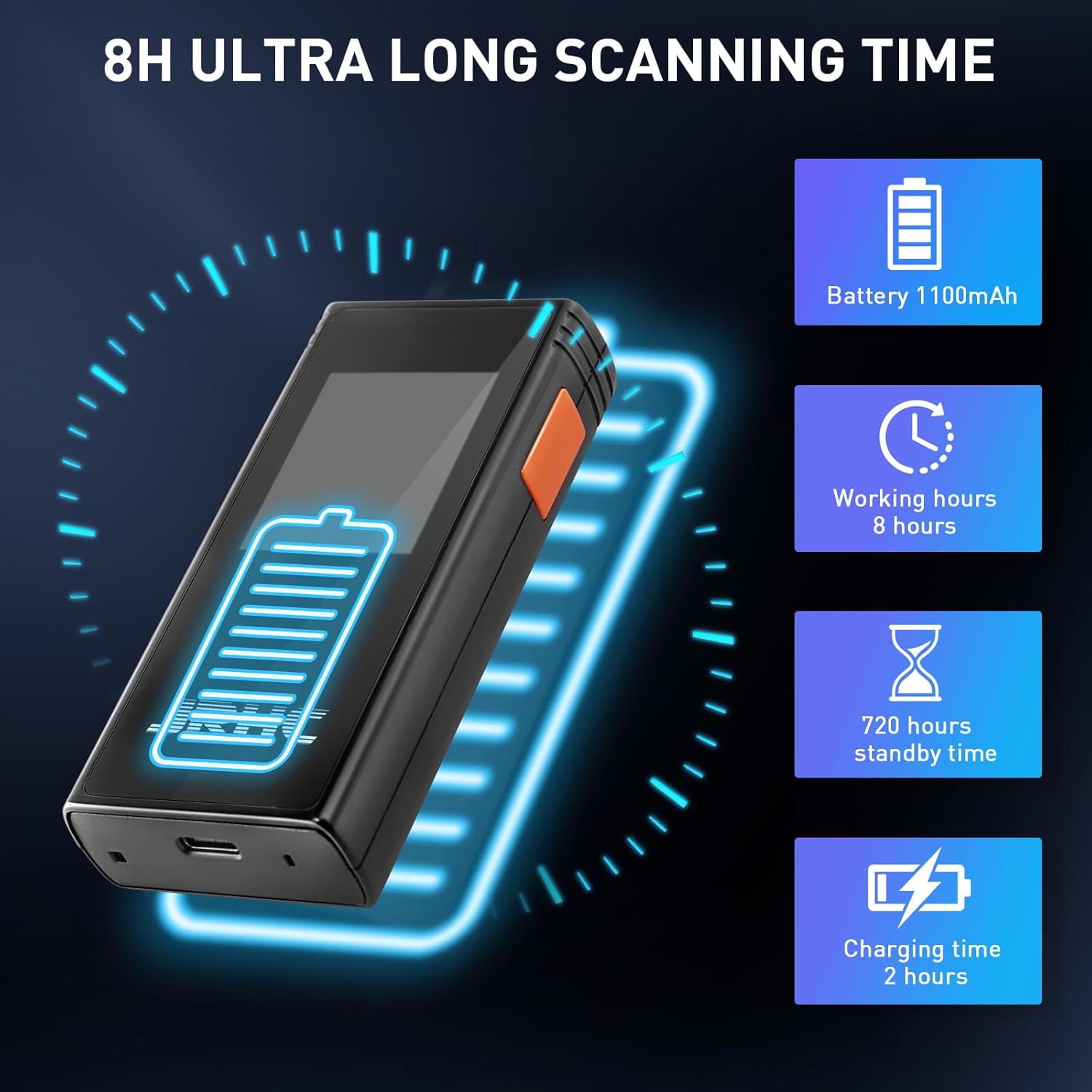Escáner de Códigos de Barras Inalámbrico 1D/2D con Pantalla LCD 1.77 pulgadas y Receptor USB Plug & Play 📦 - Imagen 4