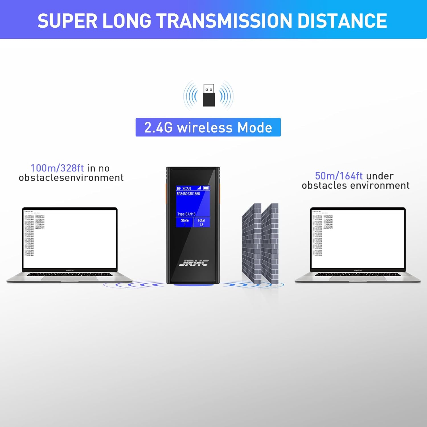 Escáner de Códigos de Barras Inalámbrico 1D/2D con Pantalla LCD 1.77 pulgadas y Receptor USB Plug & Play 📦 - Imagen 5