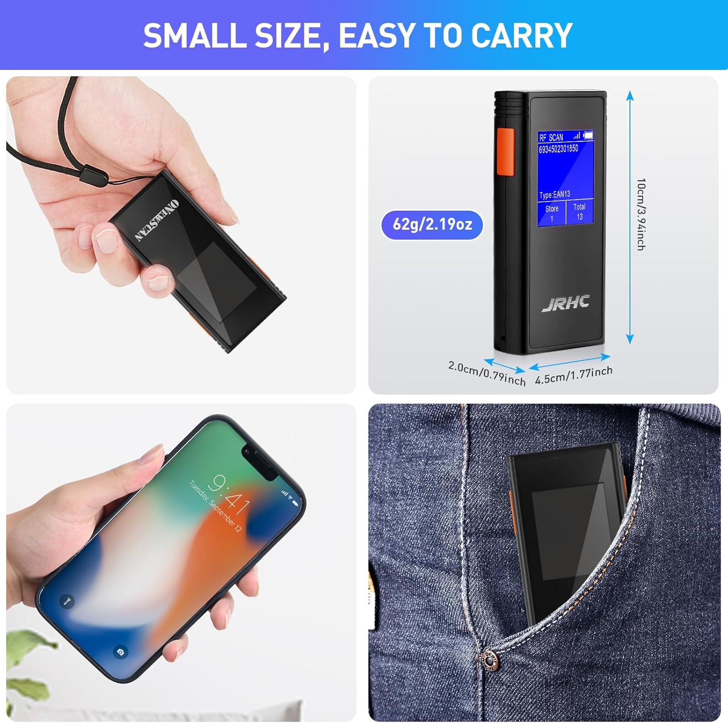 Escáner de Códigos de Barras Inalámbrico 1D/2D con Pantalla LCD 1.77 pulgadas y Receptor USB Plug & Play 📦 - Imagen 7