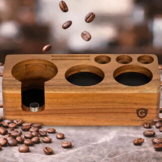 Estación de Tamping para Espresso de Madera de Acacia 54–58 mm con Base Antideslizante ☕️