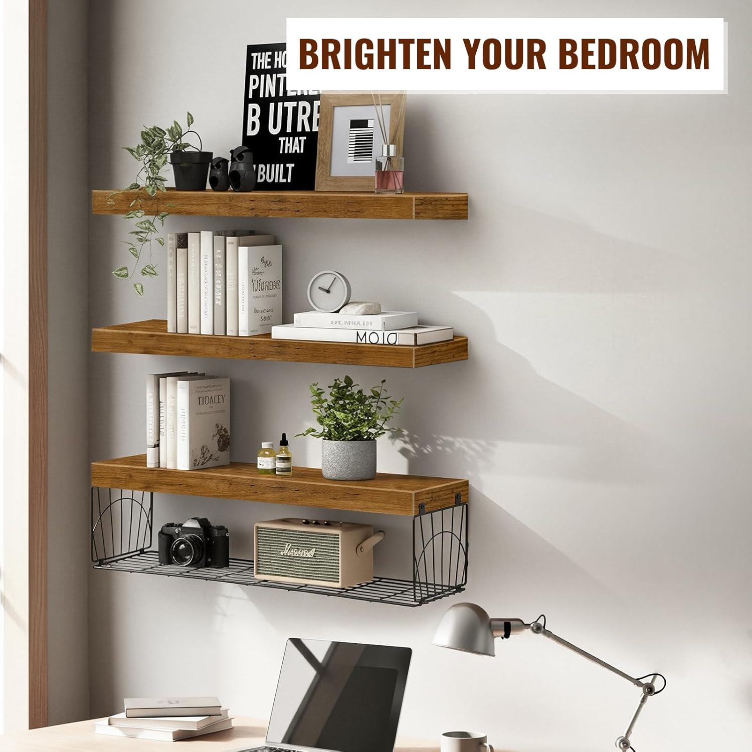 Estantes flotantes rústicos (3 piezas) 🪵 para baño, cocina o sala – 24 pulgadas - Imagen 4