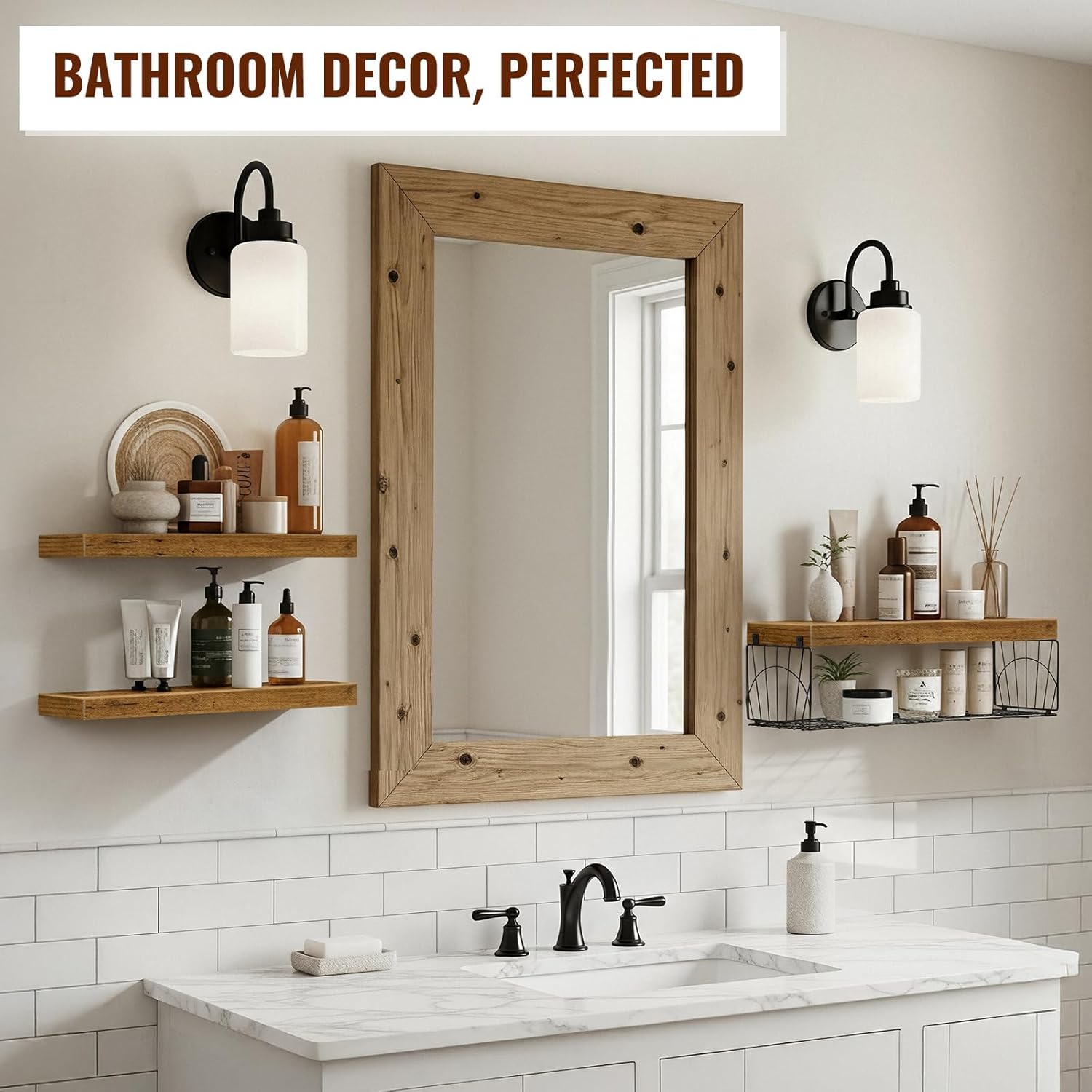 Estantes flotantes rústicos (3 piezas) 🪵 para baño, cocina o sala – 24 pulgadas - Imagen 5