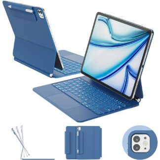 Estuche con teclado retroiluminado y trackpad para iPad Air 13 y Pro 12.9 azul acero 💻✨