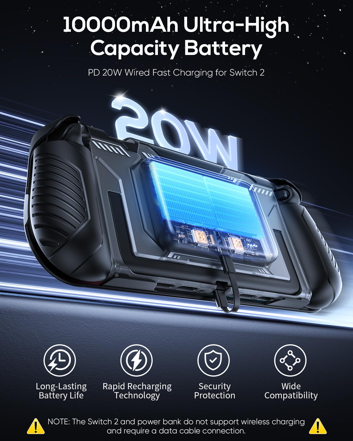 Funda protectora con batería integrada para consola portátil con agarre ergonómico y tapa frontal 🎮🔋 - Imagen 3